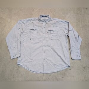 Columbia PFG Bahama Fishing Shirt Men's M Gray Button Down Long Sleeve Roll Up